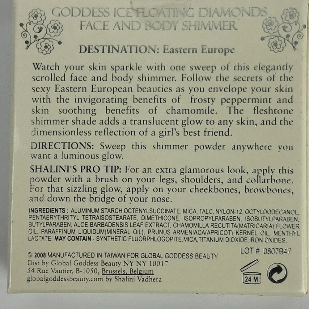 Global Goddess Ice Floating Diamonds Face‎ & Body Shimmer 0.33oz New Unused